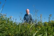 2.	Stephen Fell of Lindum Turf with the company’s plastic-free wildflower turf. 